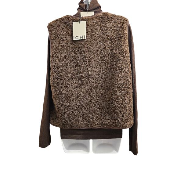 Ichi IHGOZIMA Coffee Bean, Reversible Sherpa Gilet Waistcoat, Size 36 (Med) - Picture 5 of 10